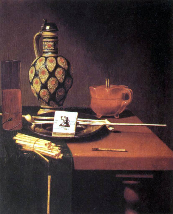  Hubert Van Ravesteyn Still-Life with Porcelain Vase and Smoking Tools - Canvas Art Print