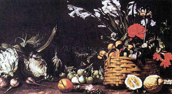  Tommaso Salini Still-Life with Vegetable, Fruit, and Flowers - Canvas Art Print
