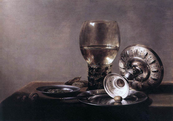  Pieter Claesz Still-life with Wine Glass and Silver Bowl - Canvas Art Print