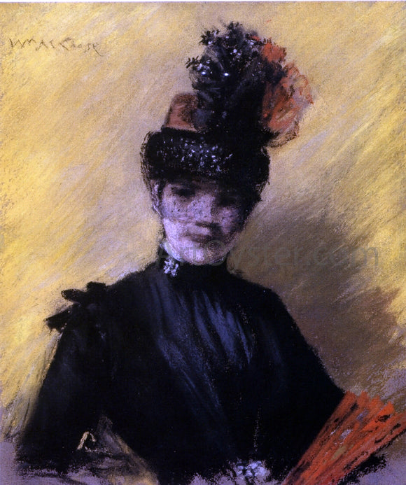  William Merritt Chase Study of Black Against Yello (also known as Portrait of Mrs. Chase) - Canvas Art Print