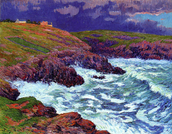  Henri Moret Storm, the Coast of Finestere - Canvas Art Print