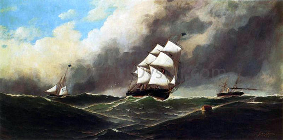  Antonio Jacobsen Stormy Seas - Canvas Art Print