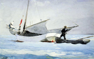  Winslow Homer Stowing the Sail - Canvas Art Print