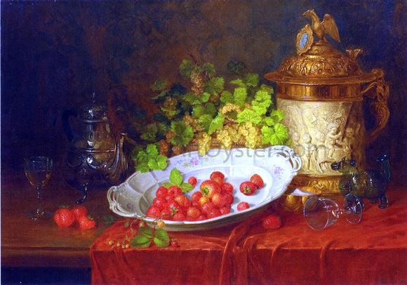  Carl Thoma-Hofele Strawberries, Grapes and an Ornamental Jug on a Draped Table - Canvas Art Print