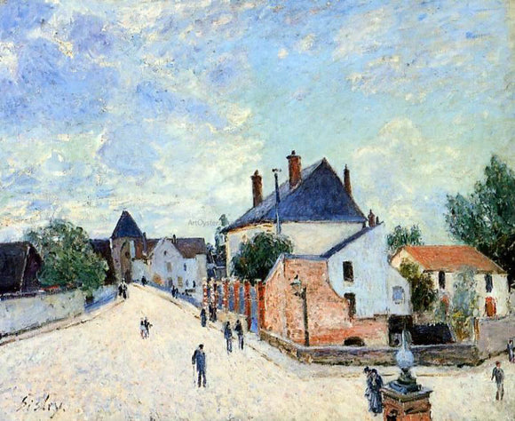  Alfred Sisley A Street in Moret (Porte de Bourgogne from across the Bridge) - Canvas Art Print