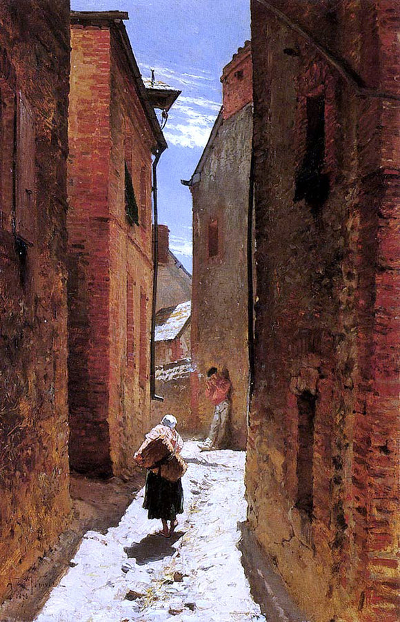  Alphonse De Neuville Street In The Old Town - Canvas Art Print