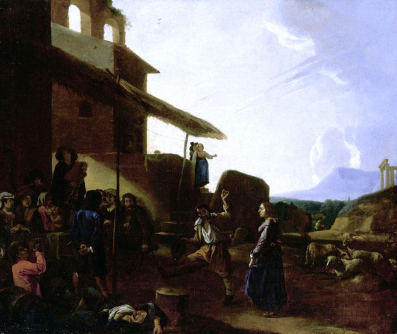  Michelangelo Cerquozzi Street Scene in Rome - Canvas Art Print