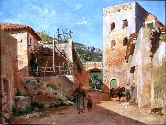  Jean-Louis Ernest Meissonier Street Scene near Antibes - Canvas Art Print