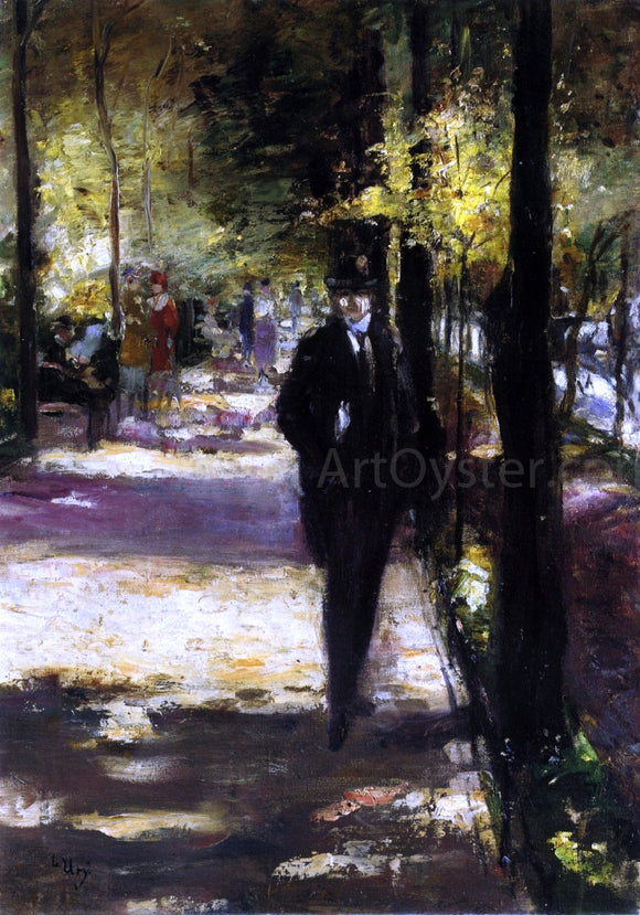  Lesser Ury Stroller in Tiergarten - Canvas Art Print