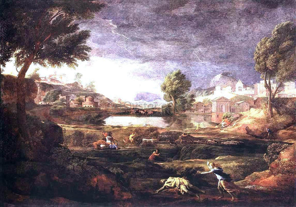  Nicolas Poussin Stormy Landscape with Pyramus and Thisbe - Canvas Art Print