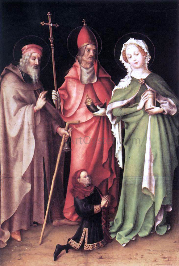  Stefan Lochner Sts Anthony the Hermit, Cornelius and Mary Magdalen with a Donor - Canvas Art Print
