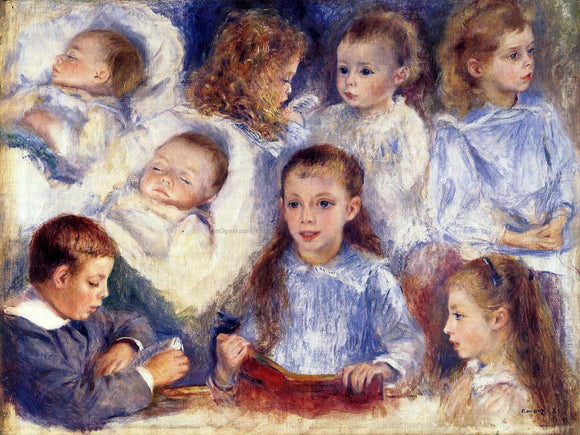  Pierre Auguste Renoir Studies of the Children of Paul Berard - Canvas Art Print