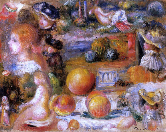  Pierre Auguste Renoir Studies: Woman's Heads, Nudes, Landscapes and Peaches - Canvas Art Print