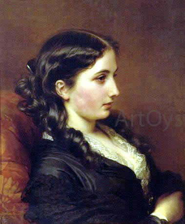  Franz Xavier Winterhalter Study of a Girl in Profile - Canvas Art Print