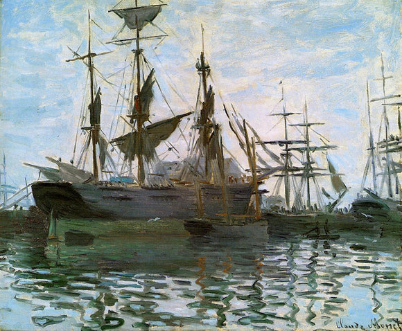  Claude Oscar Monet Study of Boats (also known as Ships in Harbor) - Canvas Art Print