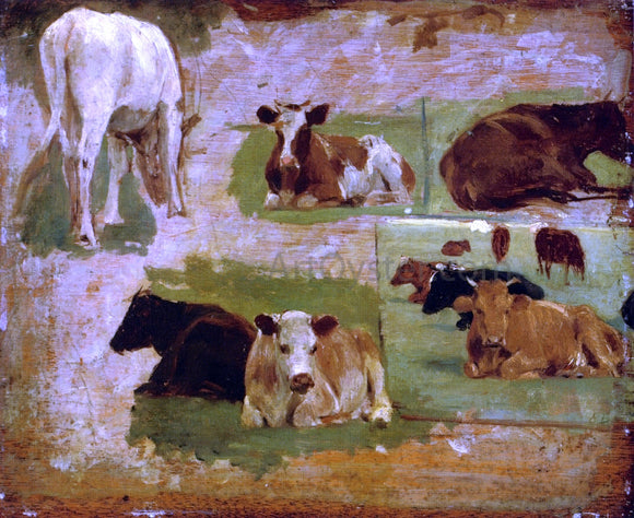  Eugene-Louis Boudin Study of Cattle - Canvas Art Print