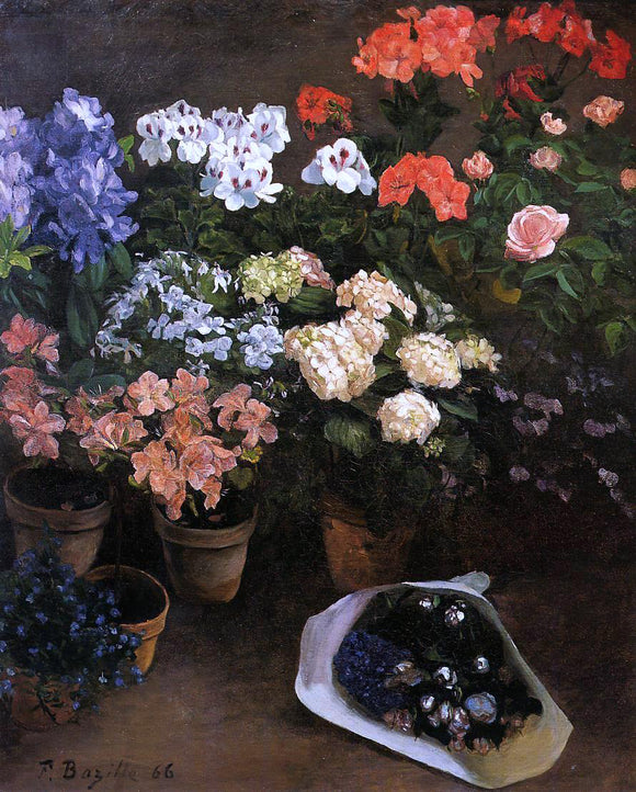  Jean Frederic Bazille Study of Flowers - Canvas Art Print