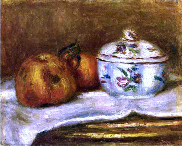  Pierre Auguste Renoir Sugar Bowl, Apple and Orange - Canvas Art Print