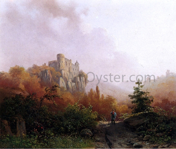  Alexander Joseph Daiwaille Summer: A Peasant on a Rocky Path, a Ruin in the Background - Canvas Art Print