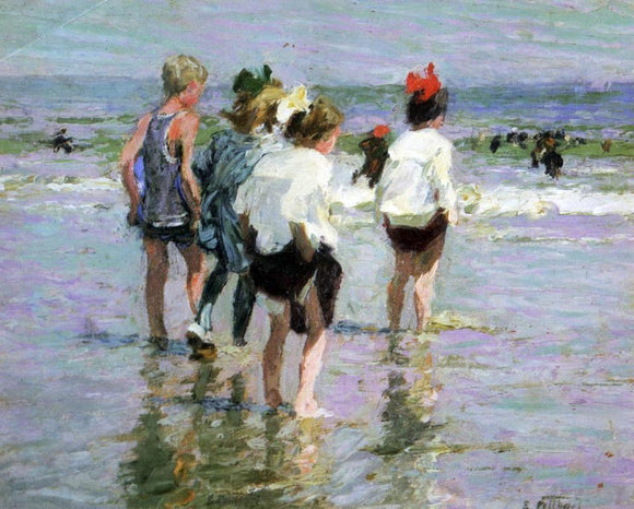  Edward Potthast Summer Day, Brighton Beach - Canvas Art Print