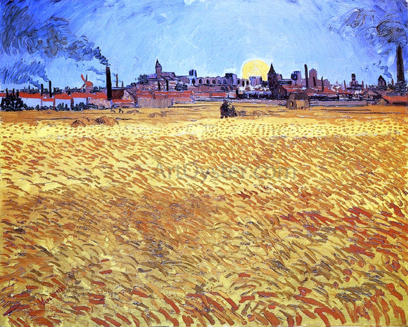  Vincent Van Gogh Summer Evening, Wheatfield with Setting Sun - Canvas Art Print