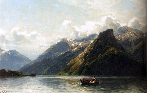  Carl August Heinrich Ferdinand Oesterley Summer: Fishing On A Norwegian Fjord - Canvas Art Print