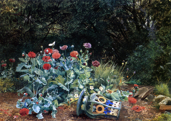  David Bates Summer Flowers in a Quiet Corner of the Garden - Canvas Art Print
