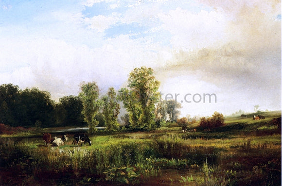  Thomas Moran Summer Landscape with Cows - Canvas Art Print