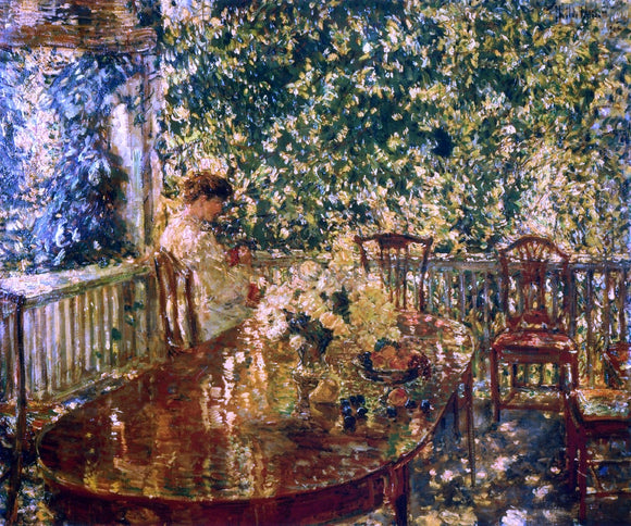  Frederick Childe Hassam A Summer Porch at Mr. and Mrs. C.E.S. Wood's - Canvas Art Print