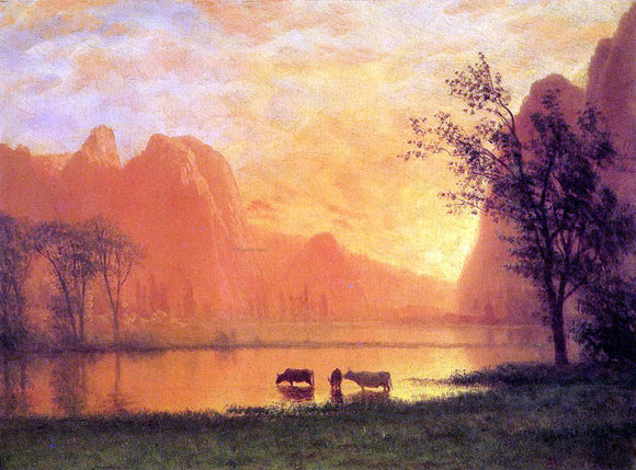  Albert Bierstadt Sundown at Yosemite - Canvas Art Print