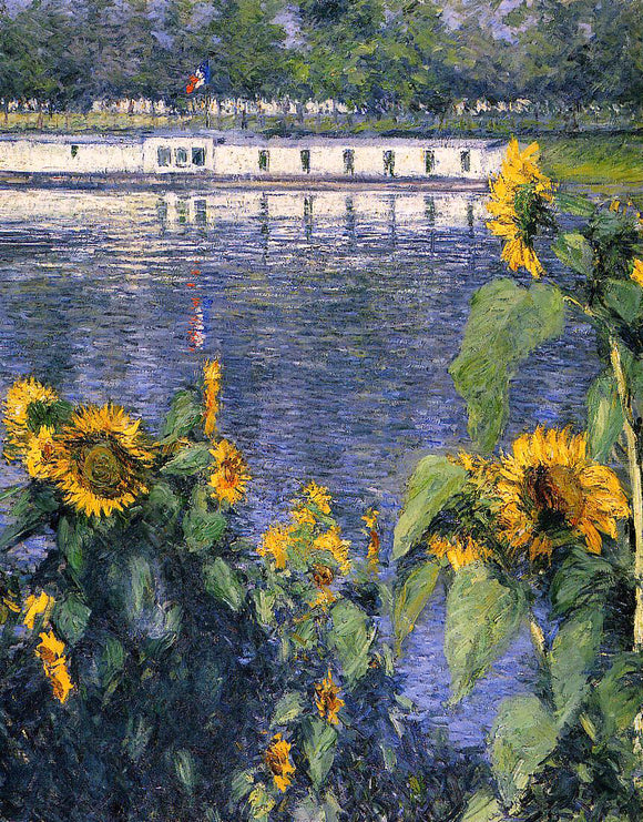  Gustave Caillebotte Sunflowers on the Banks of the Seine - Canvas Art Print