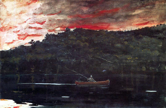  Winslow Homer Sunrise, Fishing in the Adirondacks - Canvas Art Print