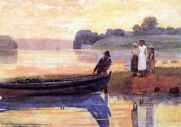  Winslow Homer Sunset: Beaching the Boat - Canvas Art Print