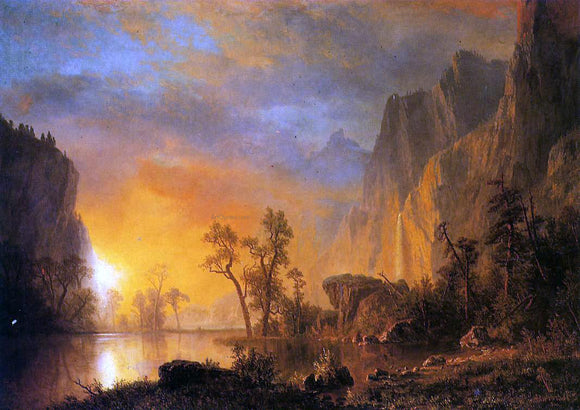  Albert Bierstadt Sunset in the Rockies - Canvas Art Print