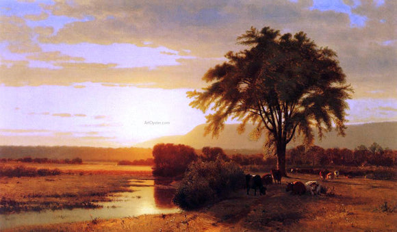  William M Hart Sunset in the Valley - Canvas Art Print