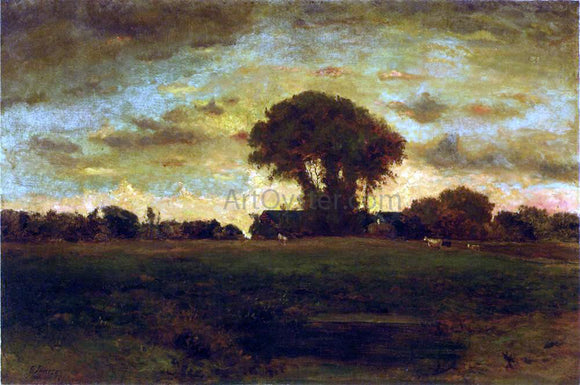  George Inness Sunset on a Meadow - Canvas Art Print