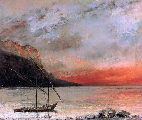  Gustave Courbet Sunset on Lake Leman - Canvas Art Print