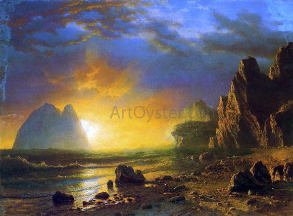  Albert Bierstadt A Sunset on the Coast - Canvas Art Print