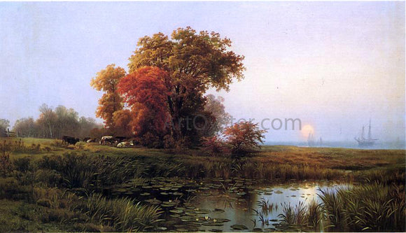  Edward Moran Sunset on the Marsh - Canvas Art Print