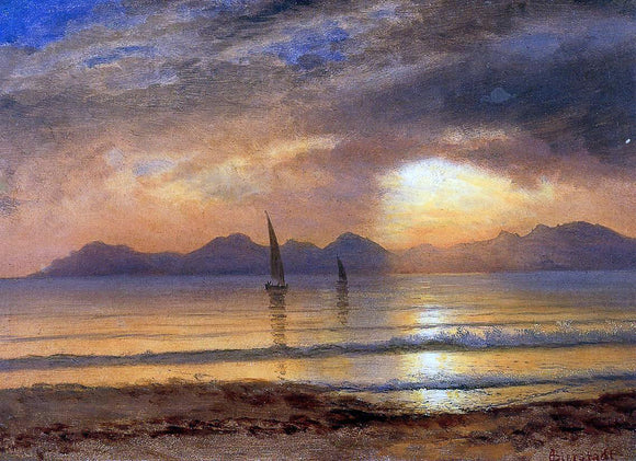  Albert Bierstadt Sunset over a Mountain Lake - Canvas Art Print