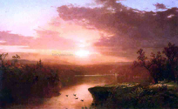  John Frederick Kensett Sunset over Lake George - Canvas Art Print