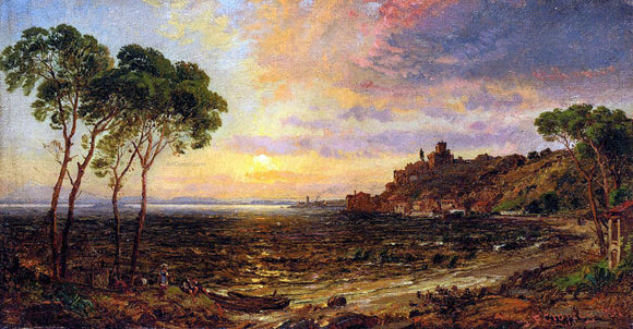  Jasper Francis Cropsey Sunset over Lake Thrasemine - Canvas Art Print