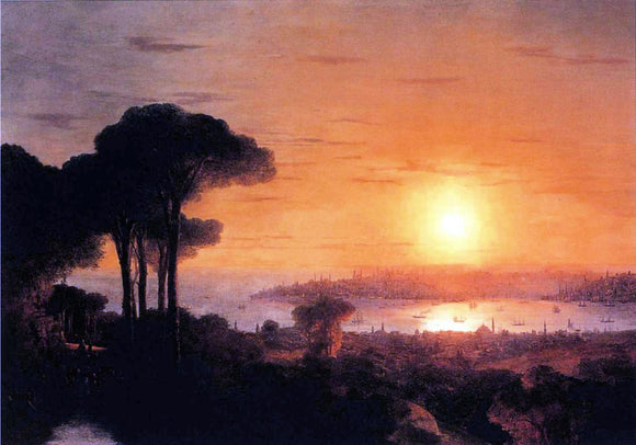  Ivan Constantinovich Aivazovsky Sunset over the Golden Horn - Canvas Art Print