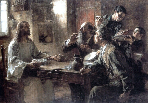  Leon Augustin L'hermitte) Supper at Emmaus - Canvas Art Print