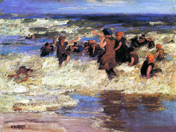  Edward Potthast Surf Bathing - Canvas Art Print