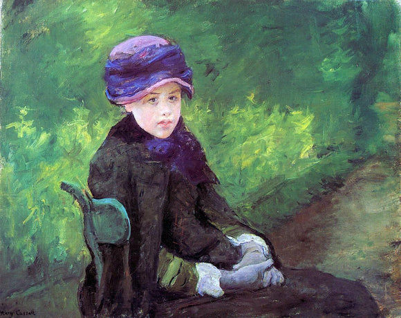  Mary Cassatt Susan Seated Outdoors Wearing a Purple Hat - Canvas Art Print