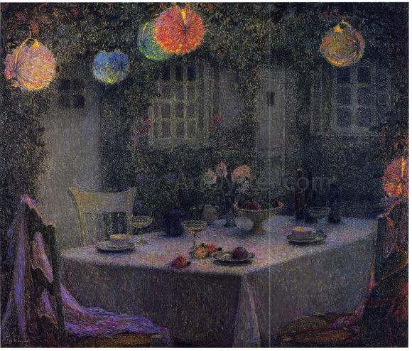  Henri Le Sidaner Table with Lanterns in Gerberoy - Canvas Art Print