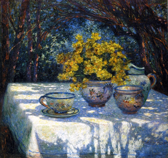  Ferdinand Du Puigaudeau Table with Yellow Bouquet - Canvas Art Print