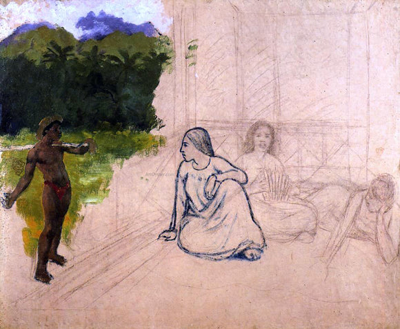  Paul Gauguin Tahitians at Rest (unfinished) - Canvas Art Print