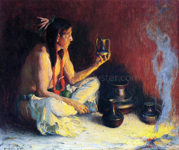  E Irving Couse A Taos Indian and Pottery - Canvas Art Print